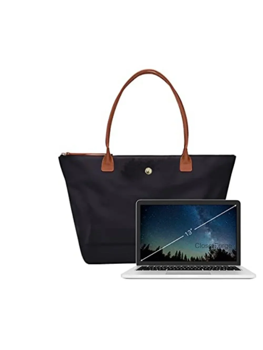 Nylon Tote Bag for Women, Foldable Hobo Handbag, Shoulder Purse with Laptop